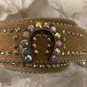 B.B. Simon Calf Hair Horseshoe Belt
